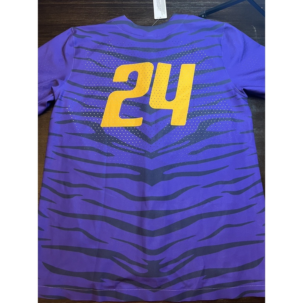 LSU Tigers Baseball Jersey Nike Dry Fit Large NWT Purple Yellow SEC‎ NCAA - Picture 2 of 8